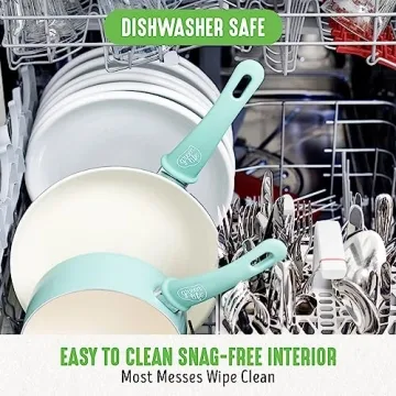 GreenLife Soft Grip 16 Piece Cookware Set, Non-Toxic PFAS-Free Ceramic Nonstick, Pots, Frying, Sauce, Saute, Glass Lids, Stay-Cool Handles, Wobble Free Bases, Dishwasher & Oven Safe, Turquoise