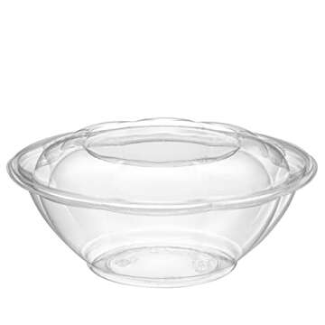 Comfy Package [24 oz. - 50 Count Clear Plastic Salad Bowls with Lids, Disposable Salad Containers fo...