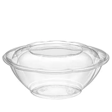 Comfy Package [24 oz. - 50 Count Clear Plastic Salad Bowls with Lids, Disposable Salad Containers fo...