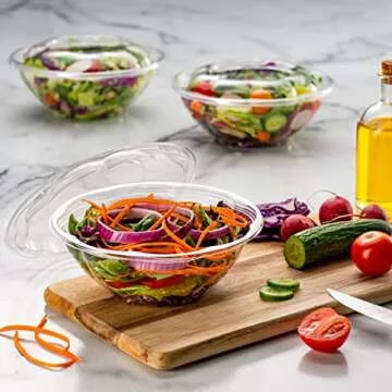 Comfy Package [24 oz. - 50 Count Clear Plastic Salad Bowls with Lids, Disposable Salad Containers for Lunch - Perfect for Takeout, Salads, and Meal Prep