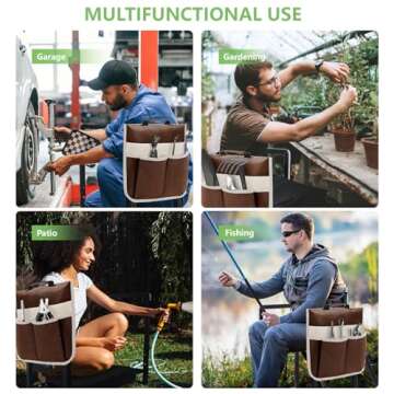 Onadak Garden Kneeler and Seat Heavy Duty,Foldable Gardening Stool with Anti-Tipping，10" Thicken & Widen Soft Kneeling Pad,Great Gardening Gifts for Women and Men, Bench Comes with Tool Pouch,Black