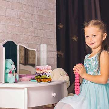 9.8’’ Scrunchies Holder Stand, Acrylic Scrunchy Hair Bands Bracelets Display Organizer for Teen Girls Women Gifts With 5 Pcs Velvet Hair Scrunchies