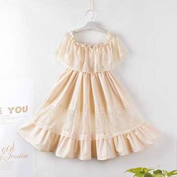 fioukiay Toddler Girl-Wedding-Princess-Maxi-Dress Boho Off Shoulder Lace Ruffle Dress Gowns Holiday Dresses