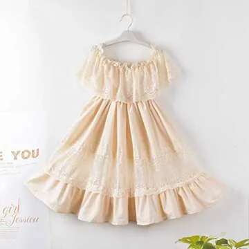fioukiay Toddler Girl-Wedding-Princess-Maxi-Dress Boho Off Shoulder Lace Ruffle Dress Gowns Holiday Dresses