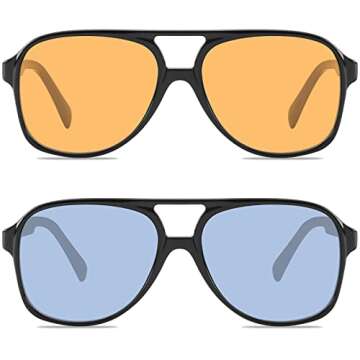 YDAOWKN Retro Aviator Sunglasses for Womens Mens Large Frame Classic 70s Vintage Sunglasses Aviators
