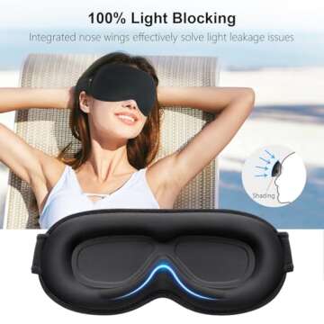 Gritin 100% Blackout Sleep Eye Mask - Ergonomic 3D Design for Comfort