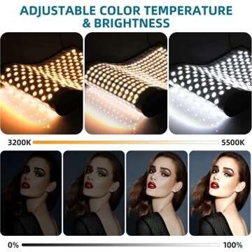 Travor FL-1x2A 2nd Gen Bi-Color Portable Rollable 30x60cm Flexible LED Light Panel Mat on Fabric Day...