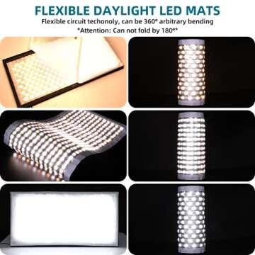 Travor FL-1x2A 2nd Gen Bi-Color Portable Rollable 30x60cm Flexible LED Light Panel Mat on Fabric Daylight 3200-5500K 48W 8000LM 384 SMD LED 90 CRI+ for Traveling filmmakers Outdoor Photography
