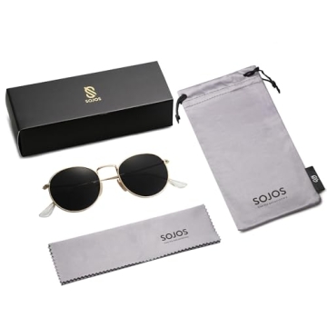 SOJOS Vintage Polarized Sunglasses Gold Grey UV400 Protection