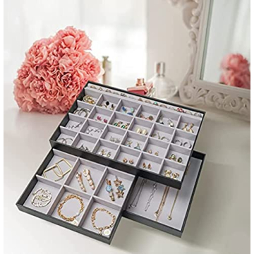 ProCase Stackable Jewelry Trays Organizer Set Velvet-Lined