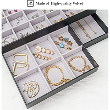 ProCase Stackable Jewelry Trays Organizer Set Velvet-Lined