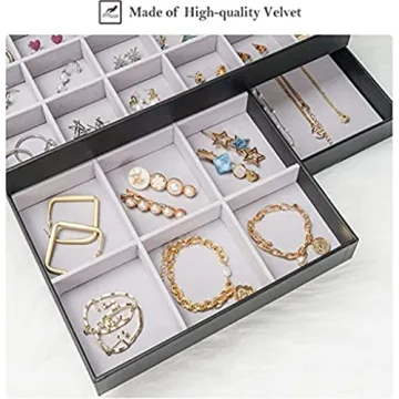ProCase Stackable Jewelry Trays Organizer Set Velvet-Lined