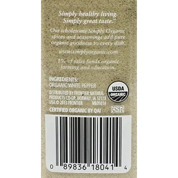 Simply Organic White Pepper for Light Sauces and Dishes