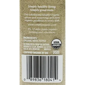 Simply Organic White Pepper for Light Sauces and Dishes