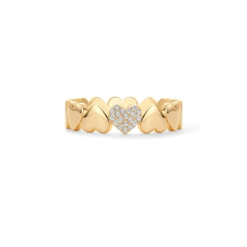 PAVOI 14K Yellow Gold Heart Stackable Ring - Cute Women's Jewelry