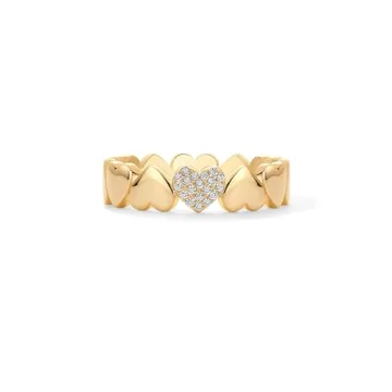 PAVOI 14K Yellow Gold Heart Stackable Ring - Cute Women's Jewelry
