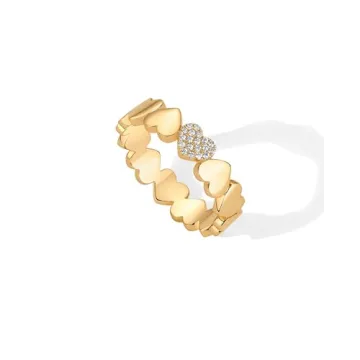 PAVOI 14K Yellow Gold Heart Stackable Ring - Cute Women's Jewelry