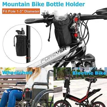 Desing Wish Bike Water Bottle Holder, 16-24oz Bike Cup Holder with Removable Non-Slip Straps Multiple Installation Methods Insulated Bike Bottle Holder for Mountain Bike, Road Bike, eBike, Scooter
