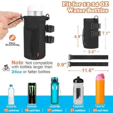 Desing Wish Bike Water Bottle Holder, 16-24oz Bike Cup Holder with Removable Non-Slip Straps Multiple Installation Methods Insulated Bike Bottle Holder for Mountain Bike, Road Bike, eBike, Scooter