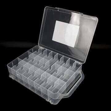 46 Grids Sewing Organizer, Double Sided Thread Box Storage, Portable Clear Plastic Organizer Box for...