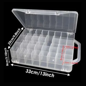 46 Grids Sewing Organizer, Double Sided Thread Box Storage, Portable Clear Plastic Organizer Box for Embroidery and Sewing Threads, Embroidery Floss, Crafts, Small Toys (Clear)