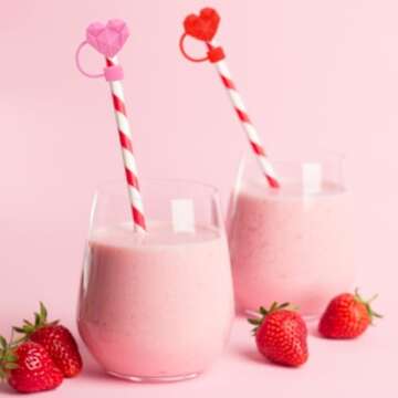 Whaline 4Pcs Valentine's Day Straw Cover Cap Diamond Love Heart Reusable Silicone Straw Topper Red Pink 10Mm/0.4Inch Straw Tip Lid Protector For 30/40Oz Tumbler Cup Accessories