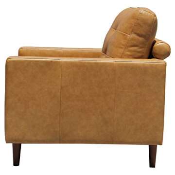 Amazon Brand – Rivet Cove Mid-Century Modern Tufted Leather Accent Chair, 32.7"W, Caramel