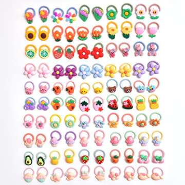100Pcs Cute Small Baby Hair Ties - Colorful Hair Accessories Ponytail Holders Elastic Hair Rubber Ba...