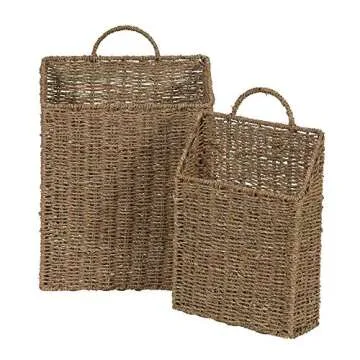 Stylish Household Essentials Seagrass Wall Basket Set - 2 Piece