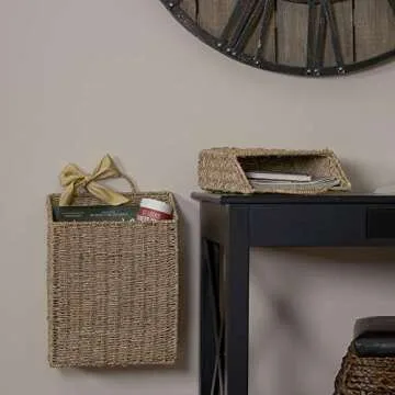 Stylish Household Essentials Seagrass Wall Basket Set - 2 Piece