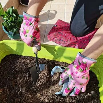 YRTSH Leather Gardening Gloves for Women, Flexible Breathable Garden Gloves,Thorn Proof Working Gloves for Weeding, Digging and Pruning, Medium, Pink