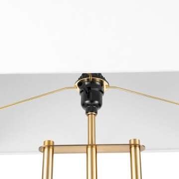 Globe Electric 67775 62" Floor Lamp, Matte Brass, White Linen Shade, Floor Lamp for Living Room, Floor Lamp for Bedroom, Home Improvement, Reading Lamp, Home Office Accessories, Home Décor