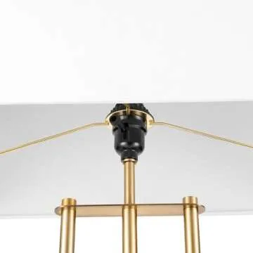 Globe Electric 67775 62" Floor Lamp, Matte Brass, White Linen Shade, Floor Lamp for Living Room, Floor Lamp for Bedroom, Home Improvement, Reading Lamp, Home Office Accessories, Home Décor