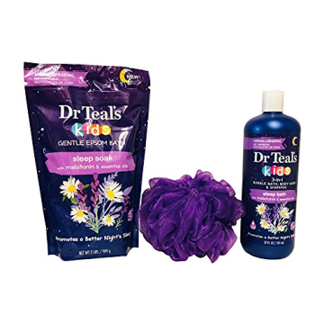 Dr. Teal’s Melatonin Body Wash and Sleep Soak for Kids Bundle: Pure Epsom Salt Melatonin Sleep Soa...