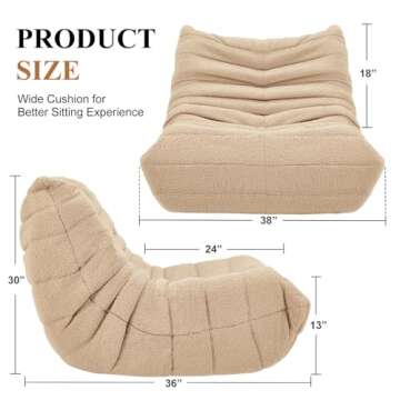 Cansunna Bean Bag Chair Sofa Sack Big Beanbag Chair for Adults Fireside Bean Bag Lounger Memory Foam...