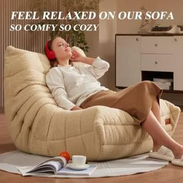 Cansunna Bean Bag Chair Sofa Sack Big Beanbag Chair for Adults Fireside Bean Bag Lounger Memory Foam Chair for Home, Apartment or Gaming Venue (KHAKITEDDY)