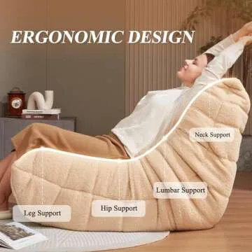 Cansunna Bean Bag Chair Sofa Sack Big Beanbag Chair for Adults Fireside Bean Bag Lounger Memory Foam Chair for Home, Apartment or Gaming Venue (KHAKITEDDY)