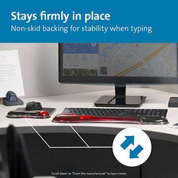 Kensington Duo Gel Mouse & Keyboard Wrist Rest Bundle Set, Ergonomic Keyboard and Mouse Pad With Wrist Support, Keyboard Wrist Rest, Computer Keyboard Pad, Cooling Gel, Non-Skid Backing, Red K50036WW