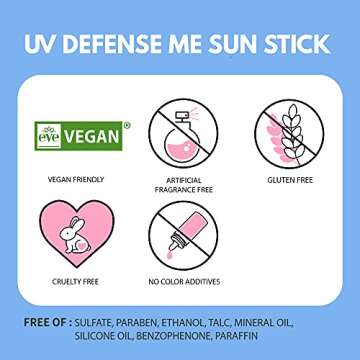 MAKEPREM UVA UVB Defense Me Calming Sun Stick Sunblock SPF 50+ PA++++ 0.7 Oz VEGAN Sensitive Oily Acne-Prone Skin Reef-Safe Mineral Sunscreen Non-Nano No Chemical UV Protection Non-Greasy Sticky Kids