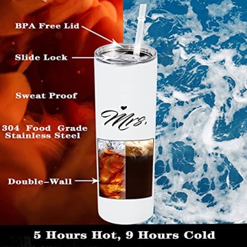 Mr and Mrs 2025 Tumbler Set, Engagement Wedding Gifts for Couples Wife Husband Bride To Be Newly Engaged 20oz Travel Tumbler Bachelorette Party Gifts