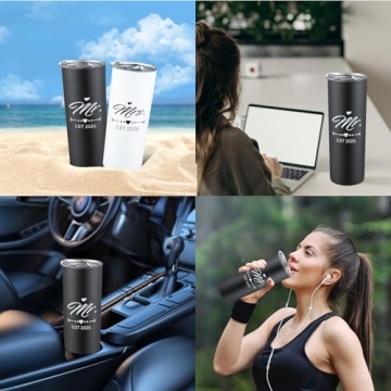 Mr and Mrs 2025 Tumbler Set, Engagement Wedding Gifts for Couples Wife Husband Bride To Be Newly Engaged 20oz Travel Tumbler Bachelorette Party Gifts