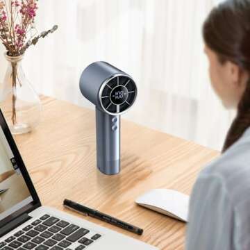 TeaiEei Portable Handheld Fan, 6000 mAh USB Rechargeable Mini Fan with 199 Speed Adjustments for Travel/Outdoor/Home/Office (Black)