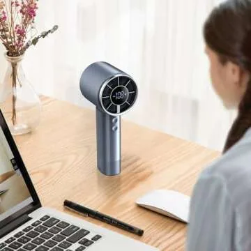 TeaiEei Portable Handheld Fan, 6000 mAh USB Rechargeable Mini Fan with 199 Speed Adjustments for Travel/Outdoor/Home/Office (Black)