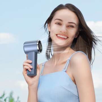 TeaiEei Portable Handheld Fan, 6000 mAh USB Rechargeable Mini Fan with 199 Speed Adjustments for Travel/Outdoor/Home/Office (Black)