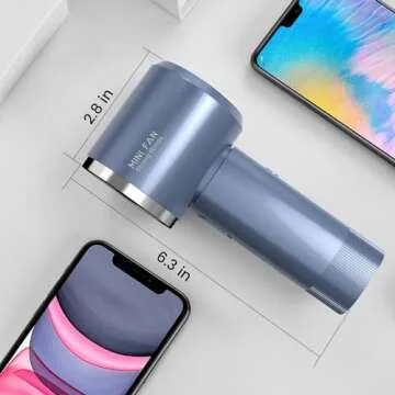 TeaiEei Portable Handheld Fan, 6000 mAh USB Rechargeable Mini Fan with 199 Speed Adjustments for Travel/Outdoor/Home/Office (Black)