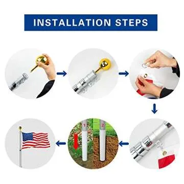 VAIIGO 30FT Telescoping Flag Pole Kit, Heavy Duty Aluminum Flag Pole Fly 2 Flags, with 3 x 5 American Flag, Golden Top Ball and Clips Inground Flag Pole for Outdoor, Commercial, Residential Use