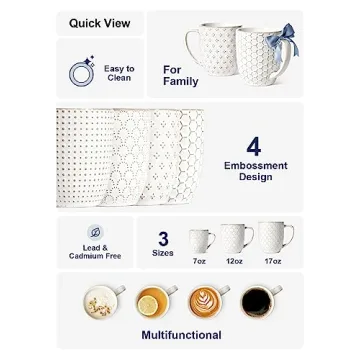 LE TAUCI 16oz Ceramic Coffee Mugs Set for Coffee Lovers