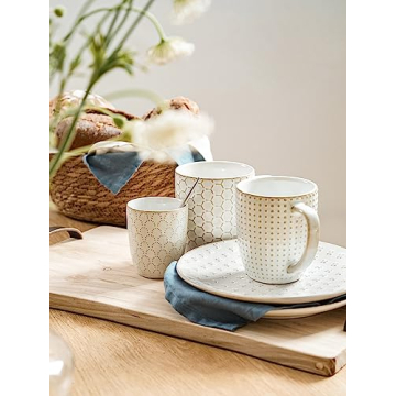 LE TAUCI 16oz Ceramic Coffee Mugs Set for Coffee Lovers