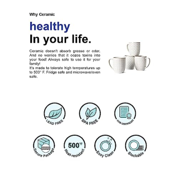 LE TAUCI 16oz Ceramic Coffee Mugs Set for Coffee Lovers