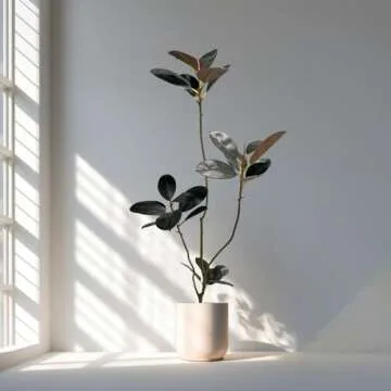 AfanD Artificial Rubber Tree,5.3ft Tall Fake Plants Artificial Rubber Plants for Indoor, Fake Trees for Office Home Living Room Floor Patio Greening Porch Decor。